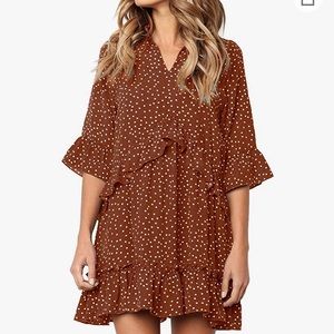Mitilly brown polka dot dress